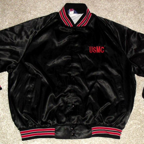 USMC Marines Vintage Mens Nylon Style Button Jacket Coat sz. XL New Front Back - Picture 3 of 6